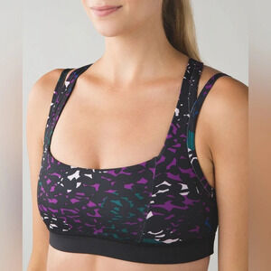 Lululemon Splendour Sports Bra Shadow Wrap Multi / Black Padded Racerback Size 4